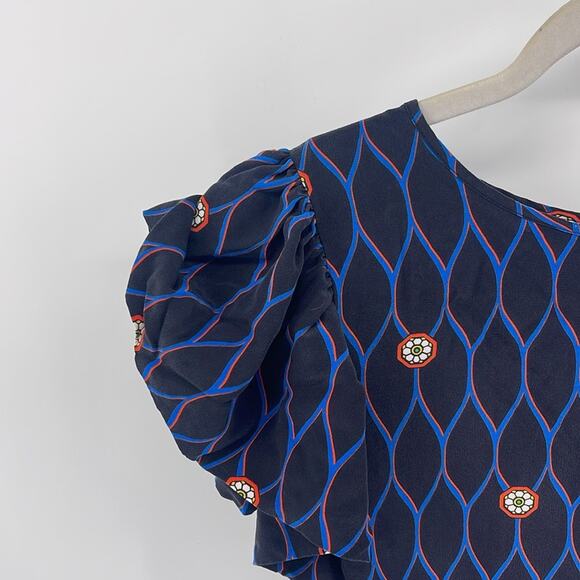 Kenzo x H&M 100% silk printed ruffle sleeve blouse top sz 4 - Picture 3 of 7